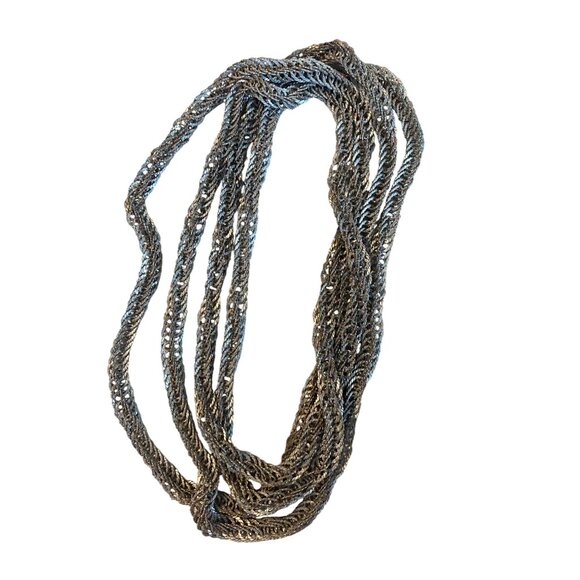 Silver Multi-Strand Twisted Rope Chain Necklace - Picture 1 of 4